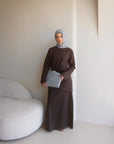 Asymmetrical Linen Skirt Set -  Chocolate