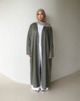 Mode.st Linen Open Abaya - Sage