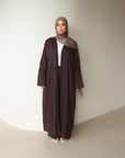 Mode.st Linen Open Abaya - Chocolate