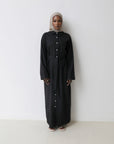 Amelia Linen Maxi Dress - Black