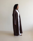 Mode.st Linen Open Abaya - Chocolate