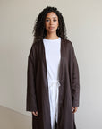 Mode.st Linen Open Abaya - Chocolate