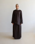 Asymmetrical Linen Skirt Set -  Chocolate