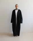 Mode.st Linen Open Abaya - Black