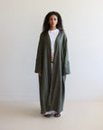 Mode.st Linen Open Abaya - Forest