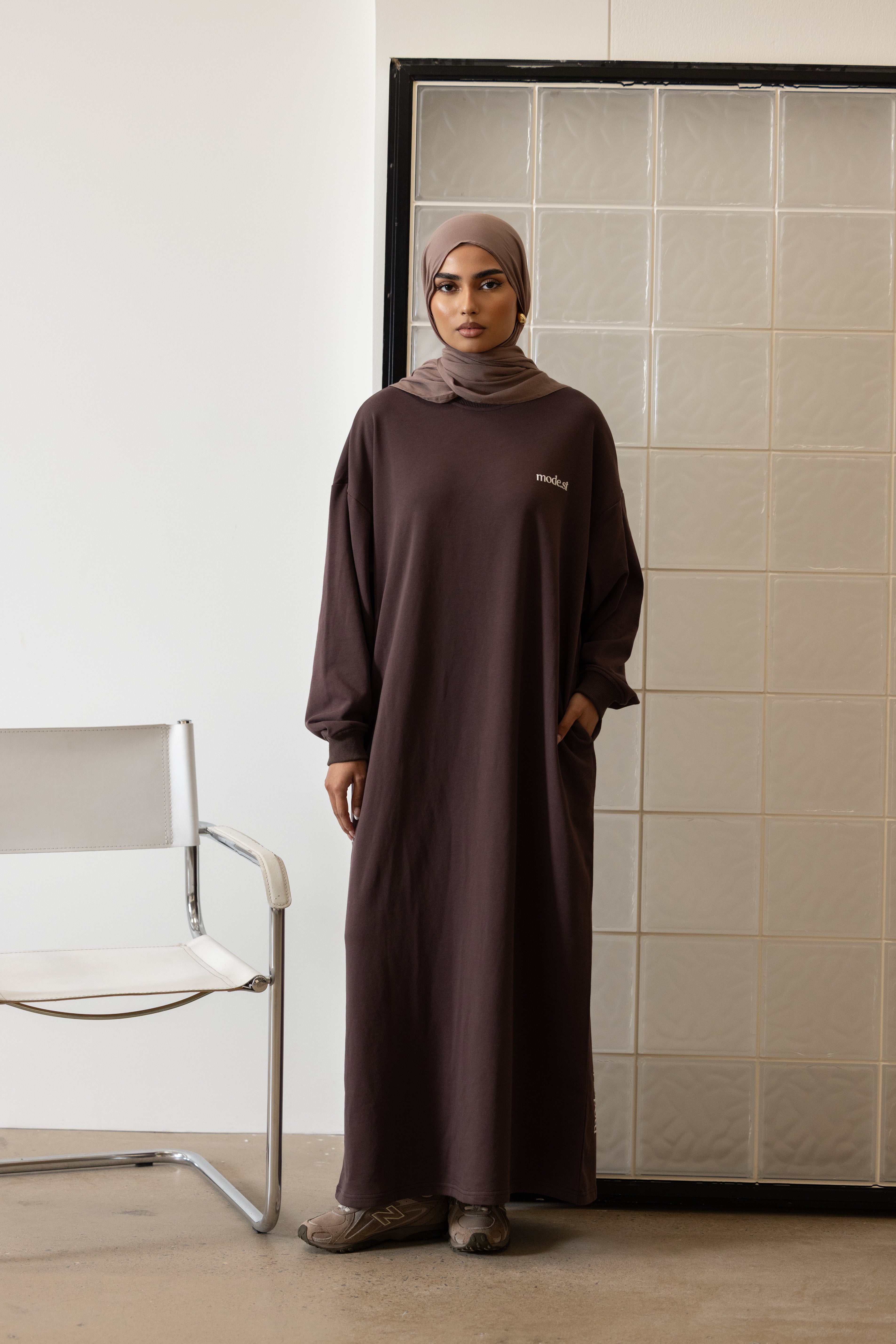 MODE.ST SWEATER DRESS - Mahogany