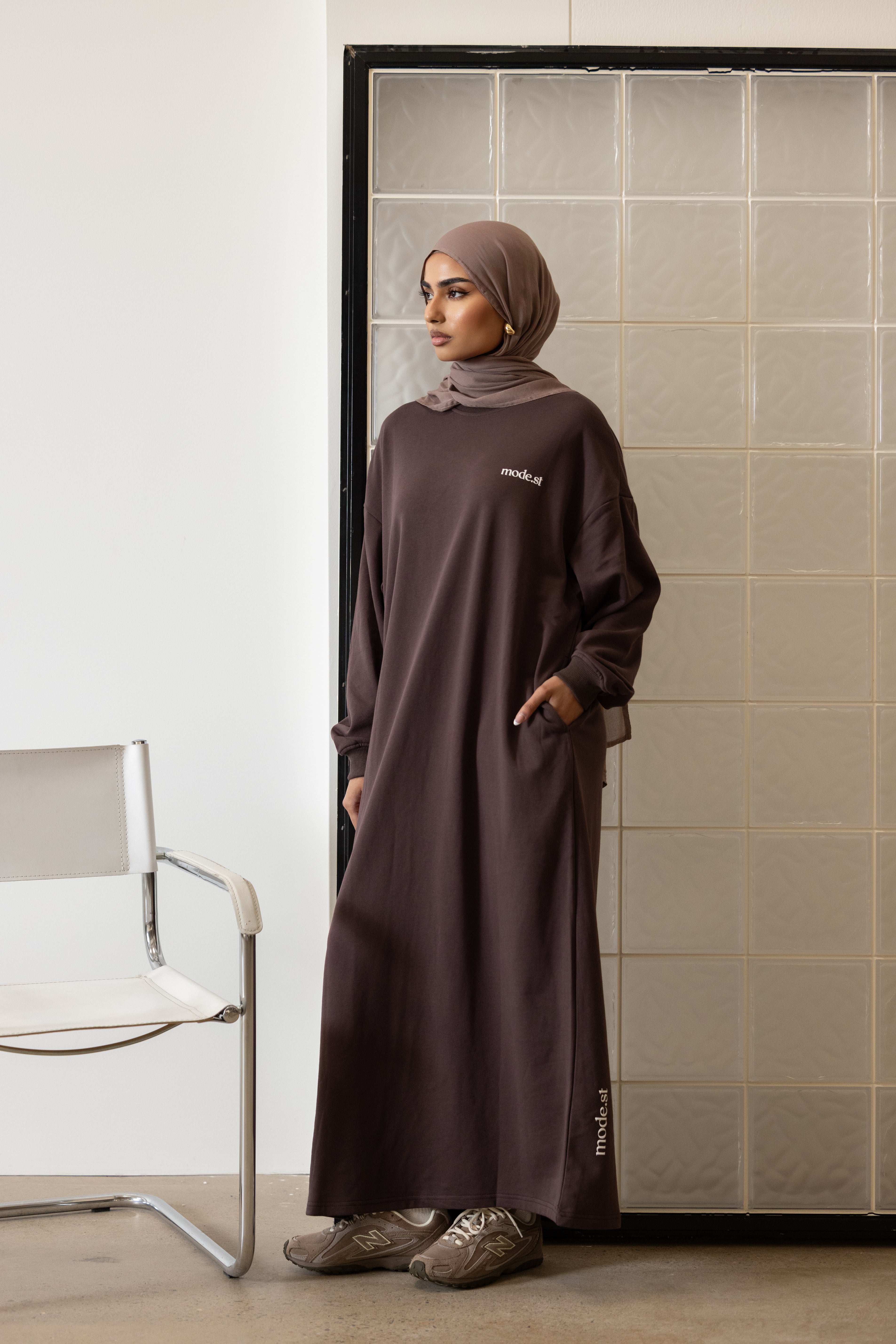 MODE.ST SWEATER DRESS - Mahogany